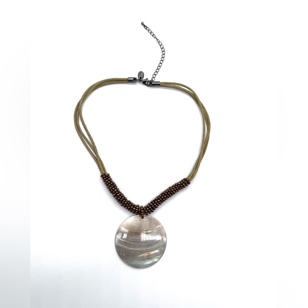 Lia Sophia Leather & Abalone Shell Pendant